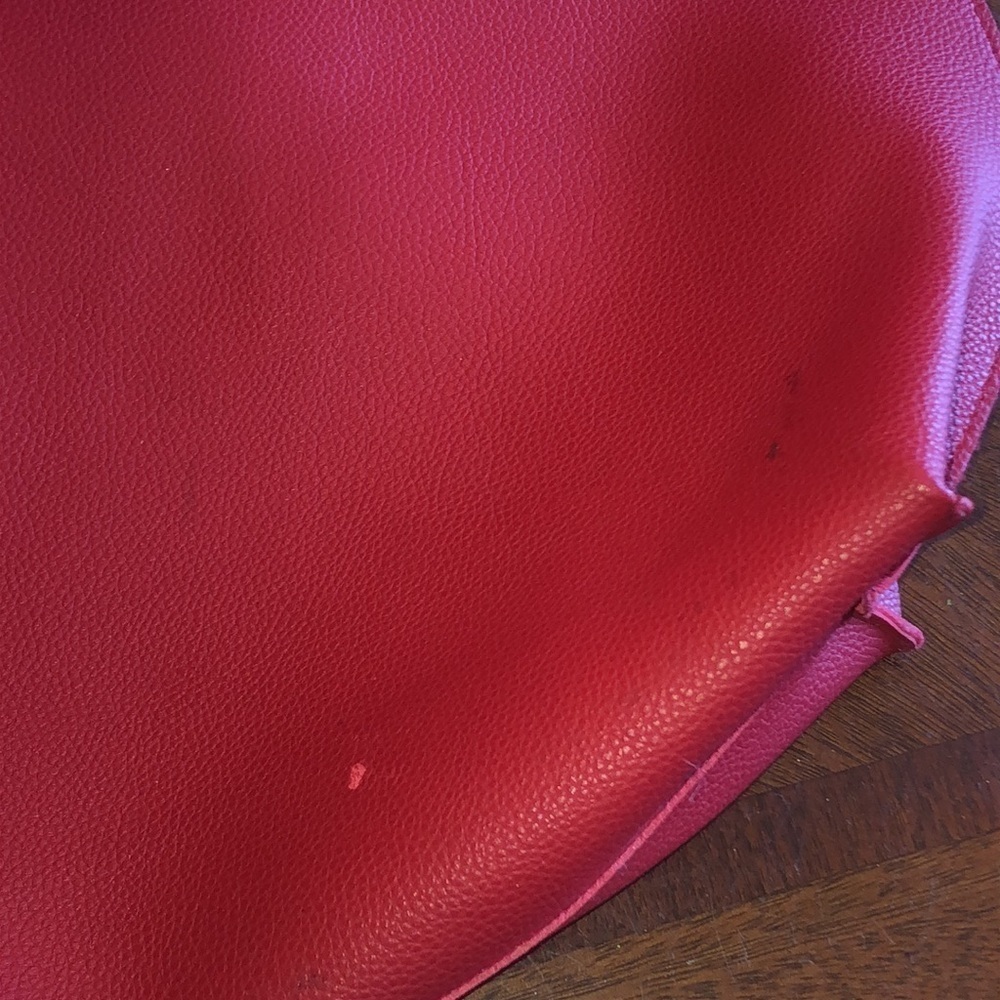 Huge Red Faux Leather Boho Classic Shoulder Bag Tote Bag - Picture 4 of 13